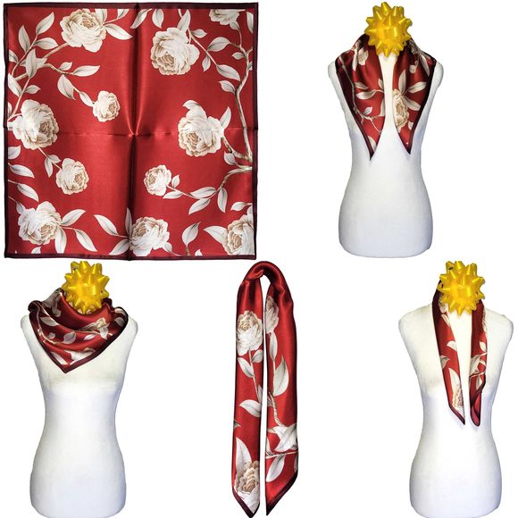 Accessories - NWT Genuine 100% Mulberry Silk Satin Scarf 21"x21" Small Square Shawl 54061